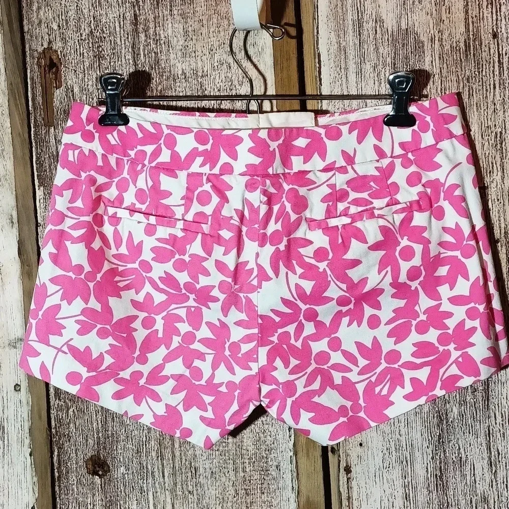J. Crew city fit stretch pink white flowers front/back pockets zip fly 4